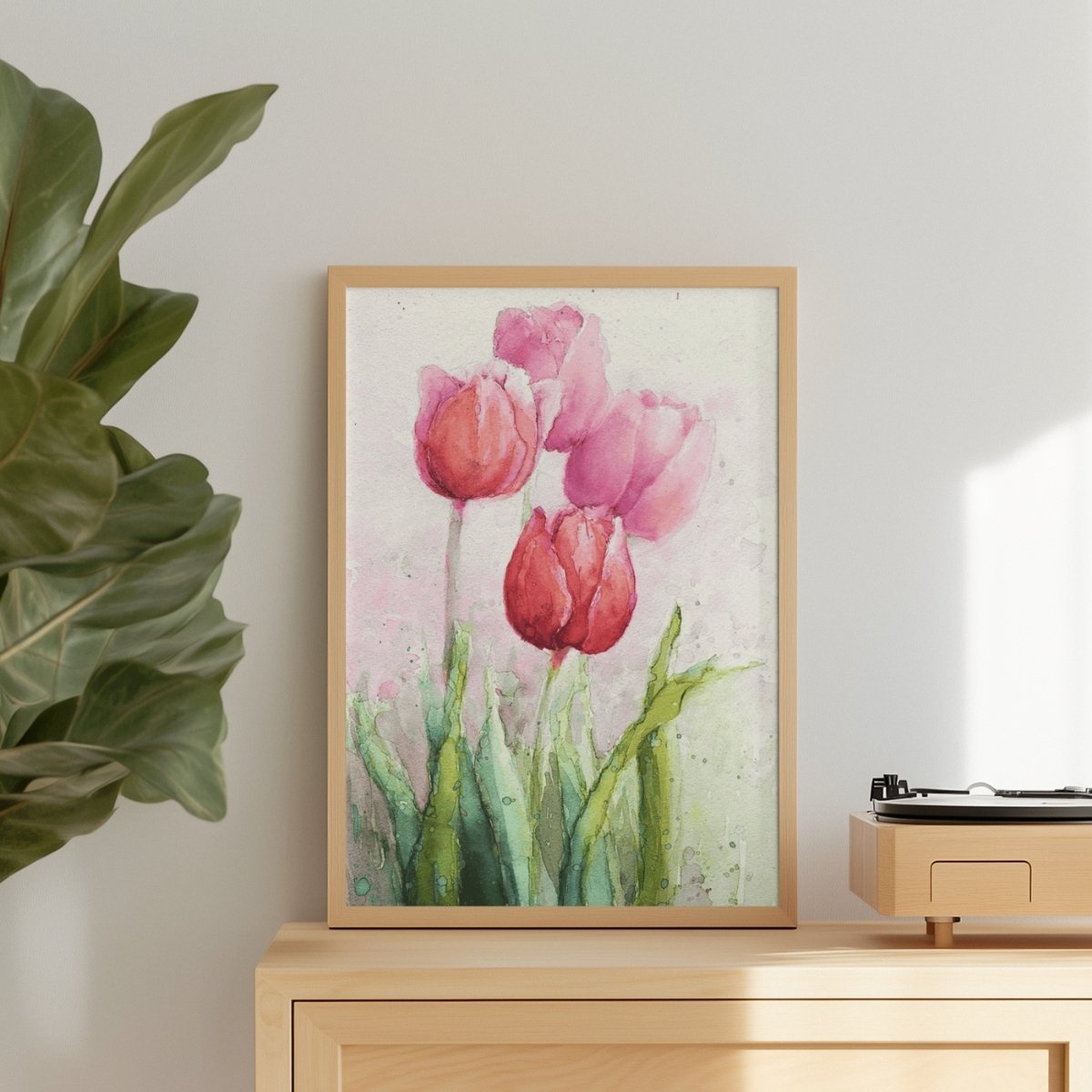 Pink tulipaner kunstplakat - Billede 3