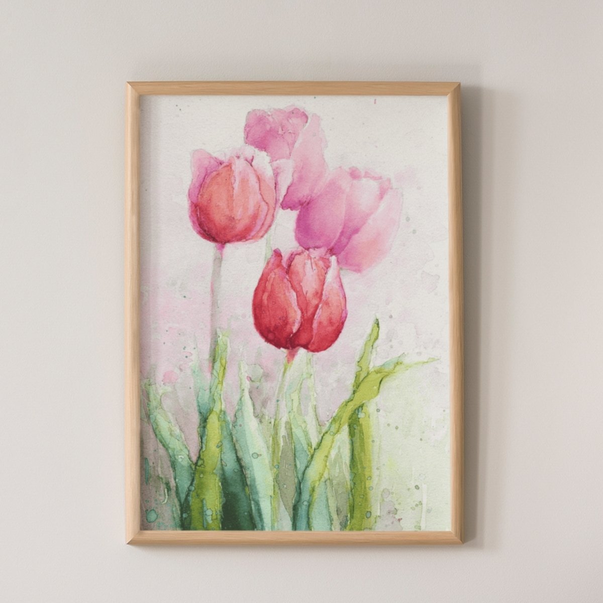 Pink tulipaner kunstplakat - Billede 2