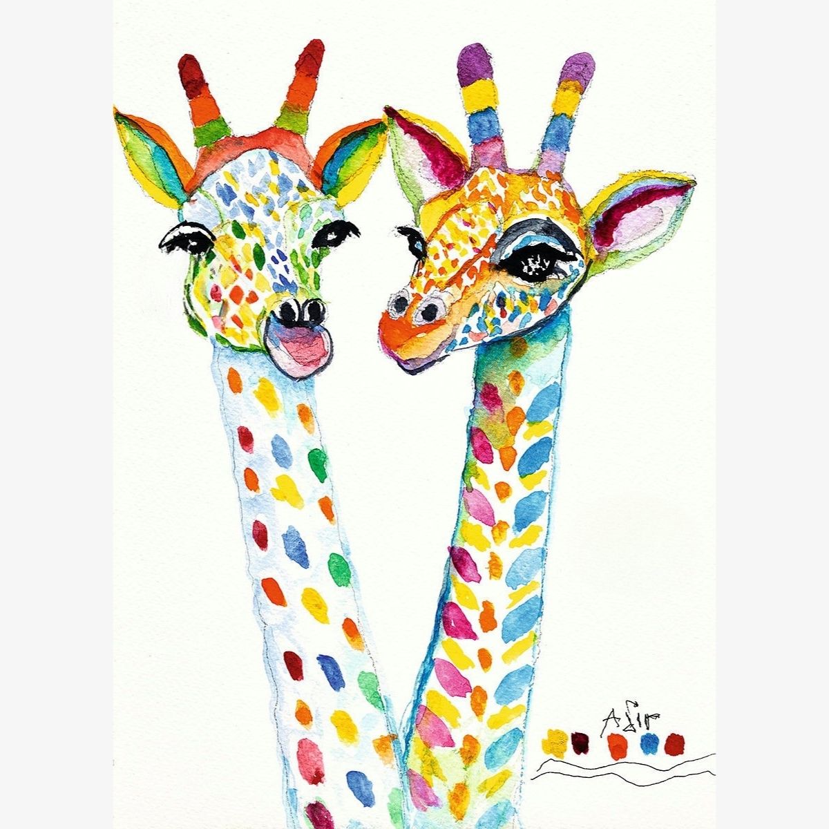 To giraffer kunstplakat