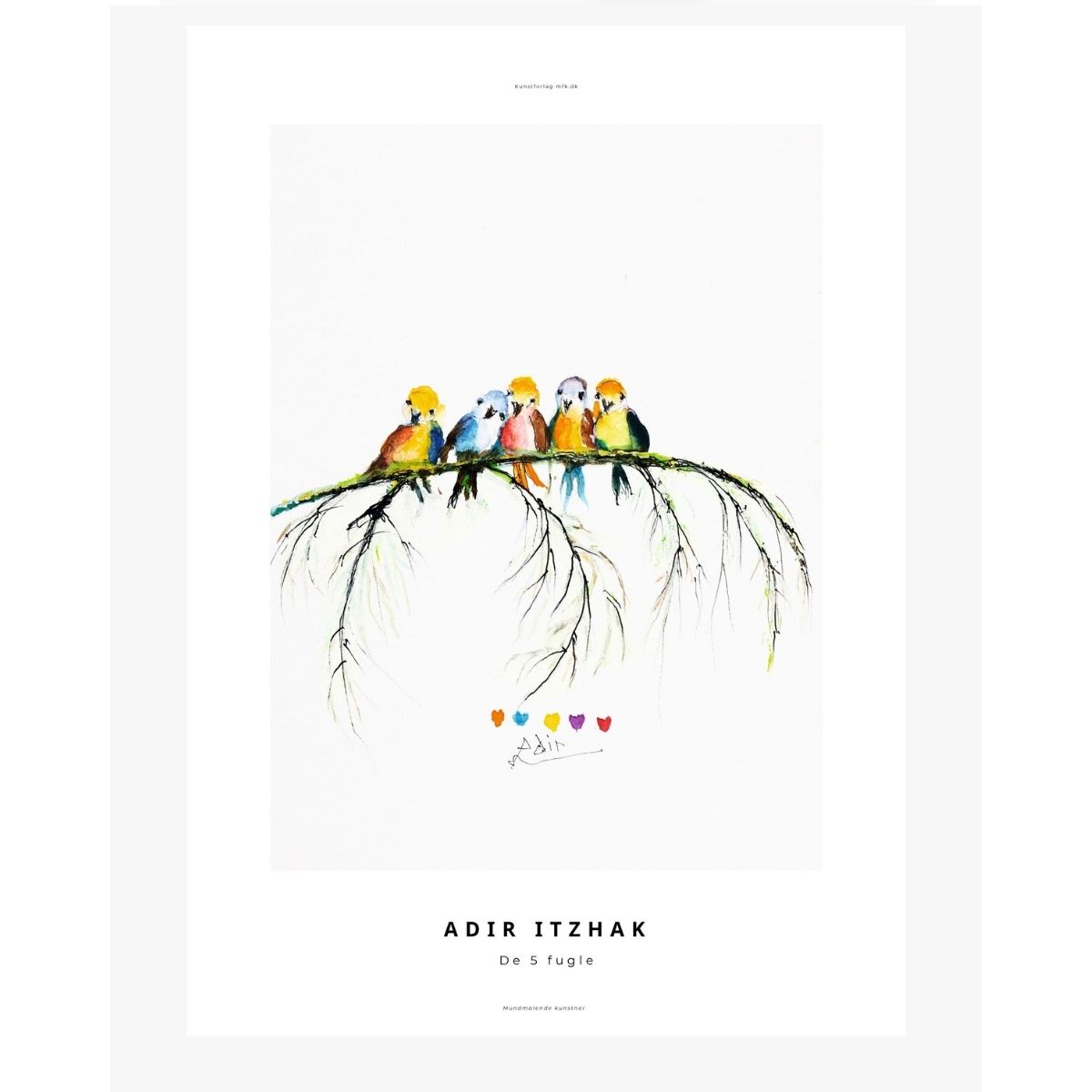 De 5 fugle kunstplakat